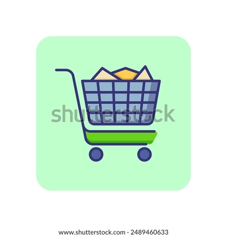 Full handcart line icon. Purchase, online shop, trolley. Shopping concept. Vector illustration can be used for topics like consumerism, internet, retail