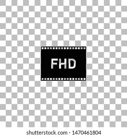 Full hd. Black flat icon on a transparent background. Pictogram for your project
