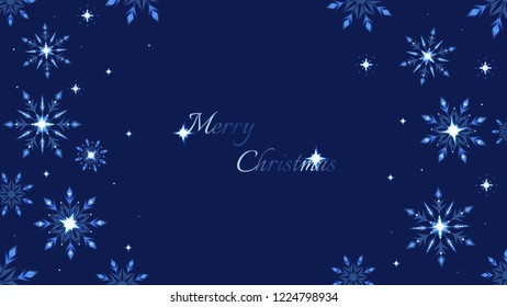 Full HD blue shine holidays background with snowflakes and decoration elements. Eps10 vector illustration.
