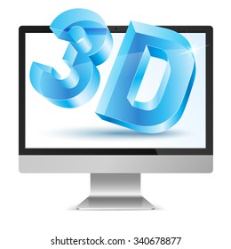 Full HD Computer Monitor with 3D symbol in Screen