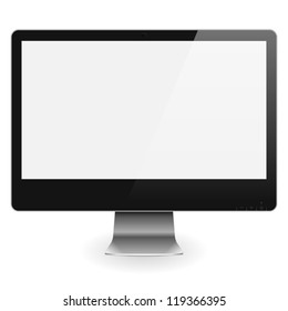 Full HD Computer Monitor with Empty Screen, isolated on white background, vector illustration