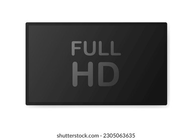 Full hd. Flat, black, full hd display. Vector illustration.