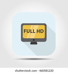 full hd flat icon with long shadow, vector illustration