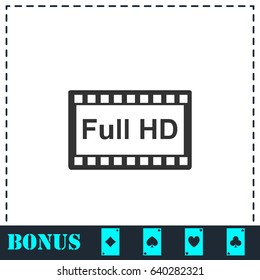 Full hd icon flat. Simple vector symbol and bonus icon