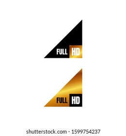 full HD logo symbol 1080p sign mark Full High definition resolution icon vector