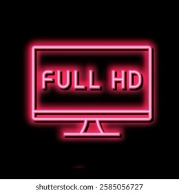 full hd resolution computer screen neon light sign vector. full hd resolution computer screen illustration