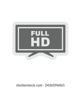 Full HD screen vector sticker. Tv high definition display or monitor icon.