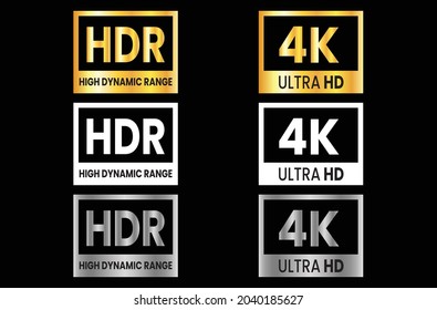 Full HD symbol, High definition 1080p resolution symbol,4K Ultra HD symbol, High definition 4K resolution Symbol