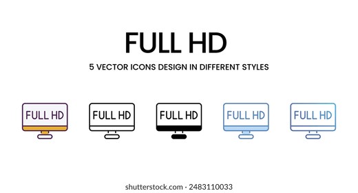 Full Hd vector icons set stock illustration