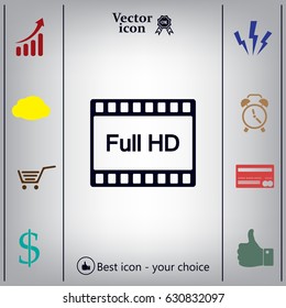 Full HD video icon, vector illustration