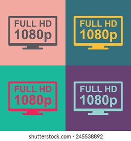 Full Hd Widescreen TV Vector Icon.