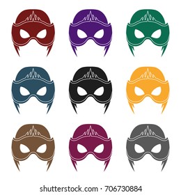 Full head mask icon in black style isolated on white background. Superhero's mask symbol stock vector illustration.