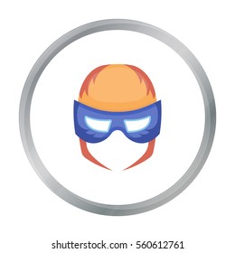 Full head mask icon in cartoon style isolated on white background. Superhero s mask symbol stock vector illustration.