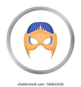 Full head mask icon in cartoon style isolated on white background. Superhero s mask symbol stock vector illustration.