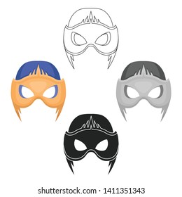 Full head mask icon in cartoon,black style isolated on white background. Superhero's mask symbol stock vector illustration.