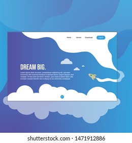 Full Header for website landing page with cloud illustration