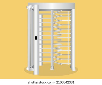 Full height turnstile single lane. security gates vector illustration