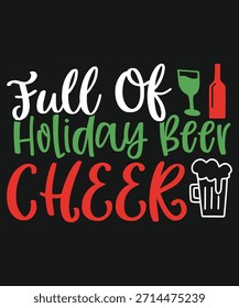 Lleno de Festiva Cerveza Cheer Texto de diseño de letras de Navidad