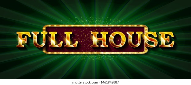 Full house. Illustration Online Poker casino banner with a mobile phone, chips, playing cards and dice. Marketing Luxury Banner Jackpot Online Casino with Smartphone. Empty advertising poster.