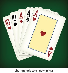 Full house - playing cards vector illustration