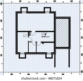 full house project in black color on the background with scale of line