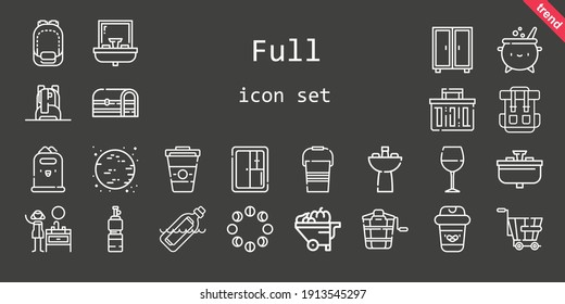 full icon set. line icon style. full related icons such as wine glass, wheelbarrow, chest, moon phases, sink, closet, bottle, shopping basket, trolley, bucket, moon, backpack, coffee, cauldron