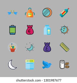 full icon set. vector set about pigeon, eclipse, moon and pencil case icons set.