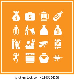 full icon. This set with dishwasher, honey, money bag and coffee pot vector icons for mobile and web