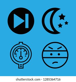 full icons set with skip, gauge and moon vector set