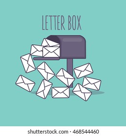 Full Inbox Email Mailbox Letter Box Flat Icon Illustration Envelope