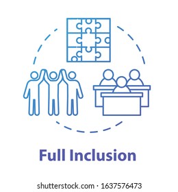 Full inclusion concept icon. Student group assistance. Diverse community. Positive support. Inclusive education idea thin line illustration. Vector isolated outline RGB color drawing. Editable stroke