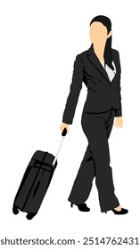 mulheres de negócios totalmente isoladas com bagagem