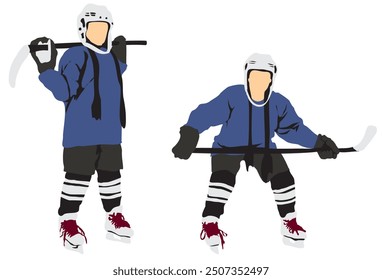 full isolated ice hockey player vector illustration