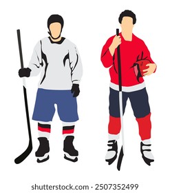 full isolated ice hockey player vector