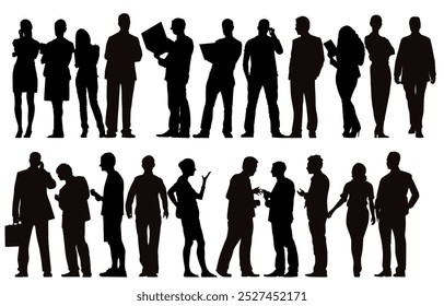 full isolated silhouette of business people