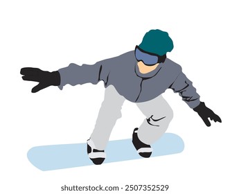 full isolated snow boarder vector illustration