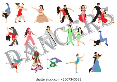 full isolated vector of dancers set collection