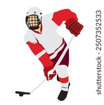 full isolated vector of ice hockey player 