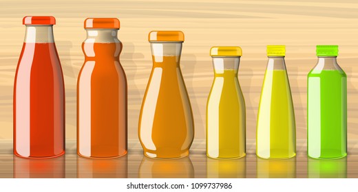 Full juice bottles on transparent background mockup