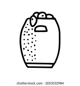 ícono de doodle simple de línea vectorial de la línea de lavandería completa