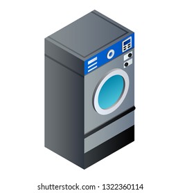 Full laundry wash machine icon. Isometric of full laundry wash machine vector icon for web design isolated on white background