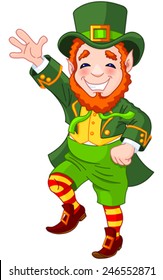 Full length drawing of a leprechaun dancing a jig