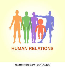 Full length front human silhouette vector illustration, isolated on light yellow