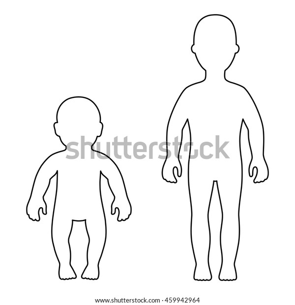 Full Length Front Outlined Silhouette Child Stock Vector (Royalty Free ...