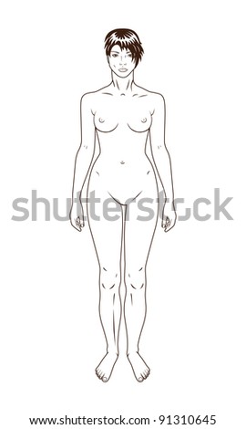 Full Length Front View Standing Naked Stockvector Rechtenvrij 91310645 Shutterstock