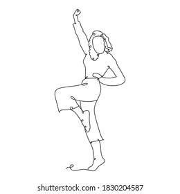 Full length hand of lady   one line drawing, in continuous line drawing style vector illustration on white background