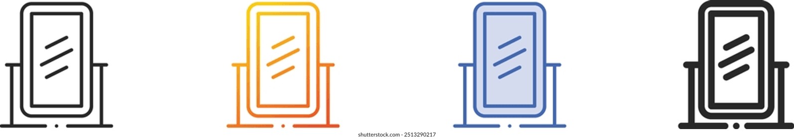 full length mirror icon.Thin Linear, Gradient, Blue Stroke and bold Style Design Isolated On White Background