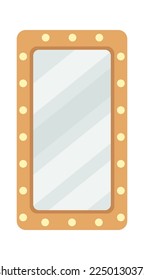 Full length mirrors with lights flat icon. Vector illustration