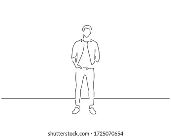 Full length people isolated line drawing, vector illustration design.