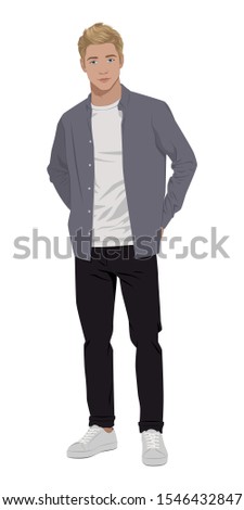 Full length portrait of a handsome man isolated on a white background.